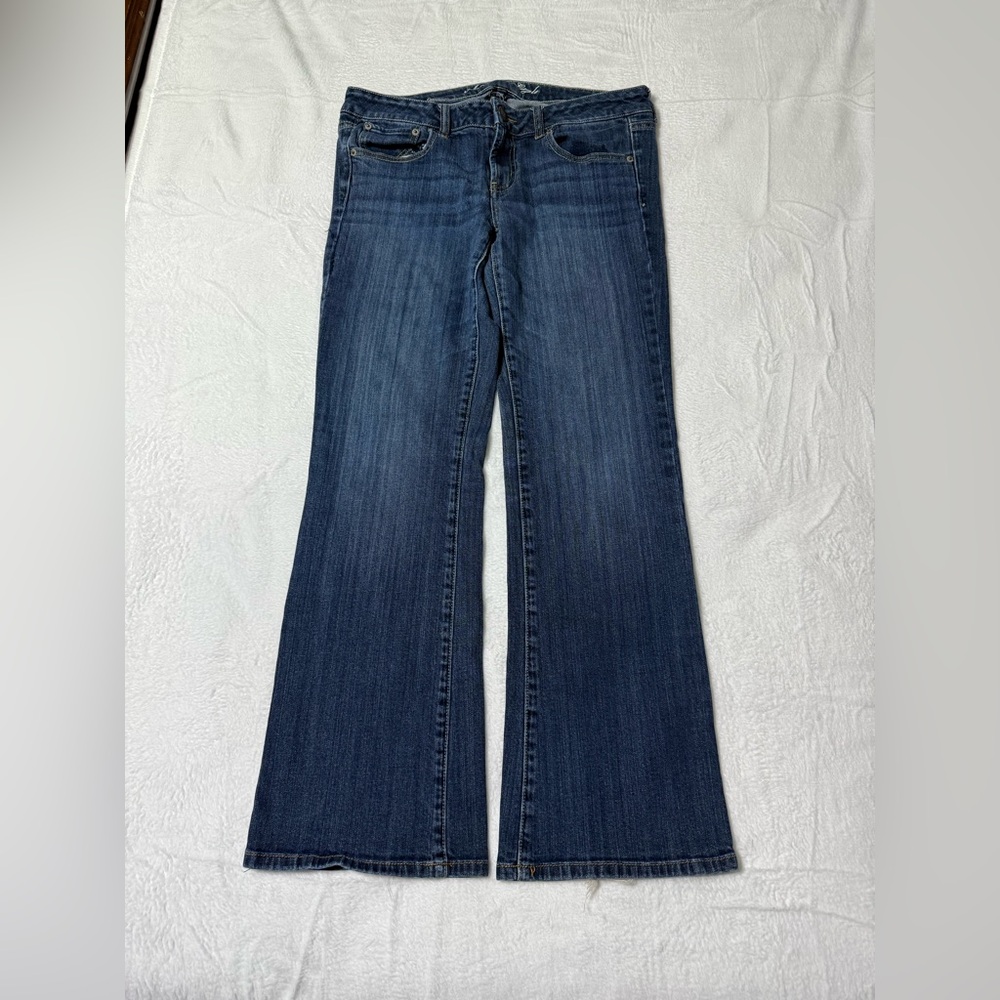 American Eagle Jeans Womens 12‎ Blue Denim Favorite Boyfriend Bootcut Flare